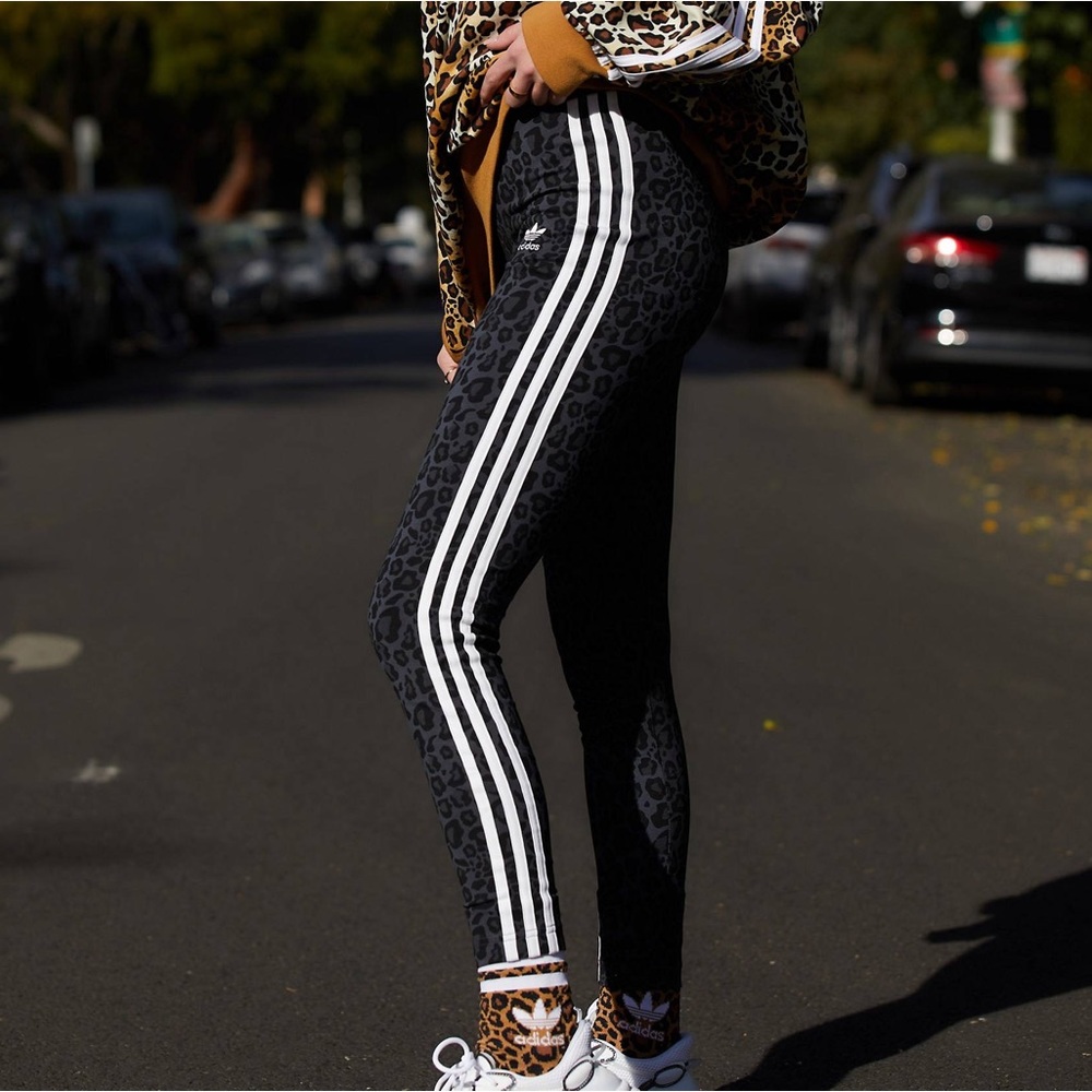 adidas Originals 'Leopard Luxe' leggings in black/grey